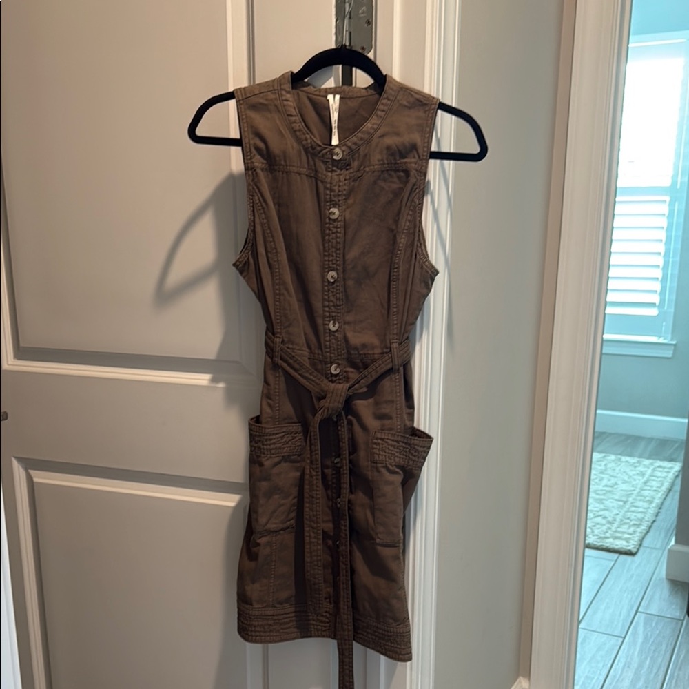 Anthropologie Army Green Sleeveless Dress